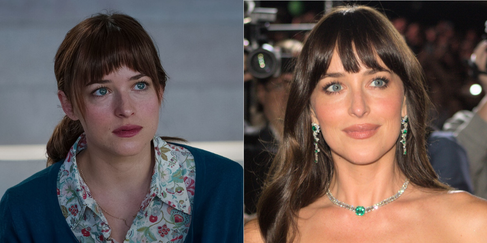 Дакота Джонсон в фильме «Пятьдесят оттенков серого» (2015) и на Международном кинофестивале в Карловых Варах в 2025 году