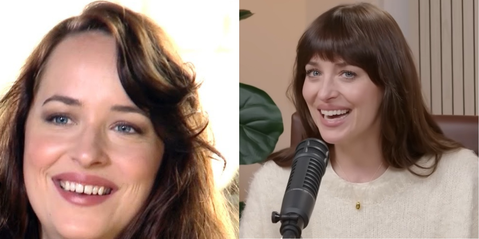 Дакота Джонсон в 2014 и 2025 годах