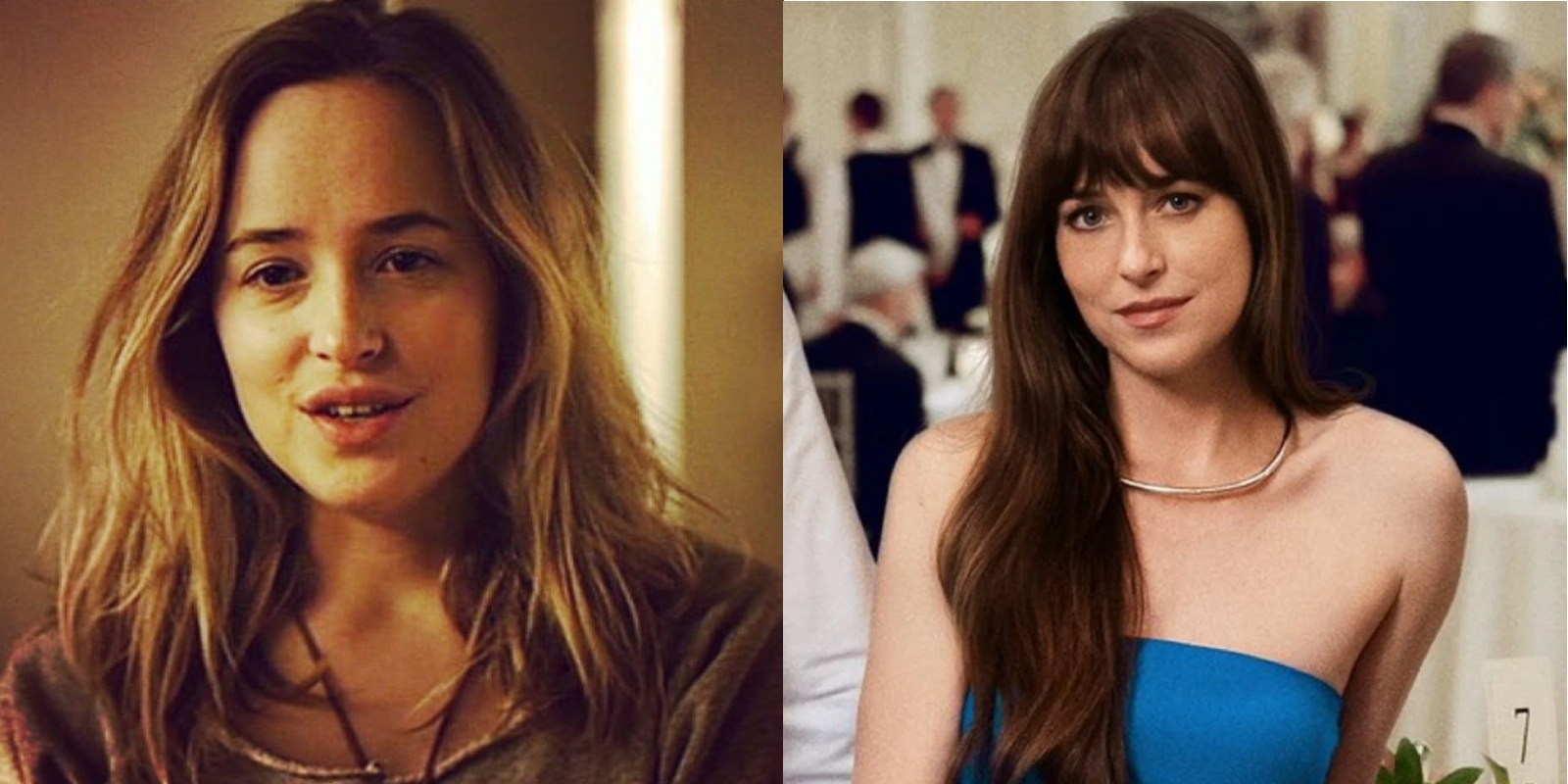   Дакота Джонсон в фильмах «Социальная сеть» (2010) и «Материалистка» (2025)